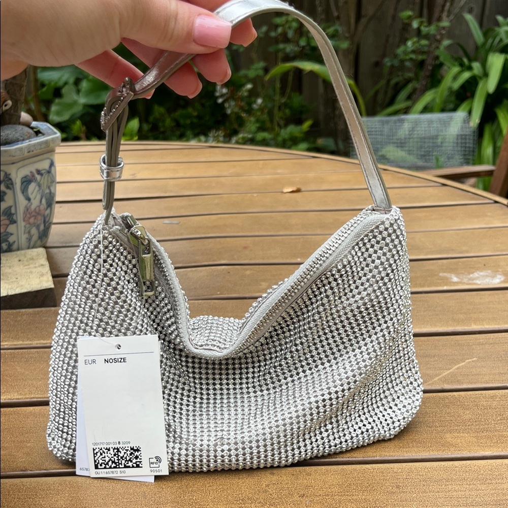 H&M Silver Beaded Shoulder Bag